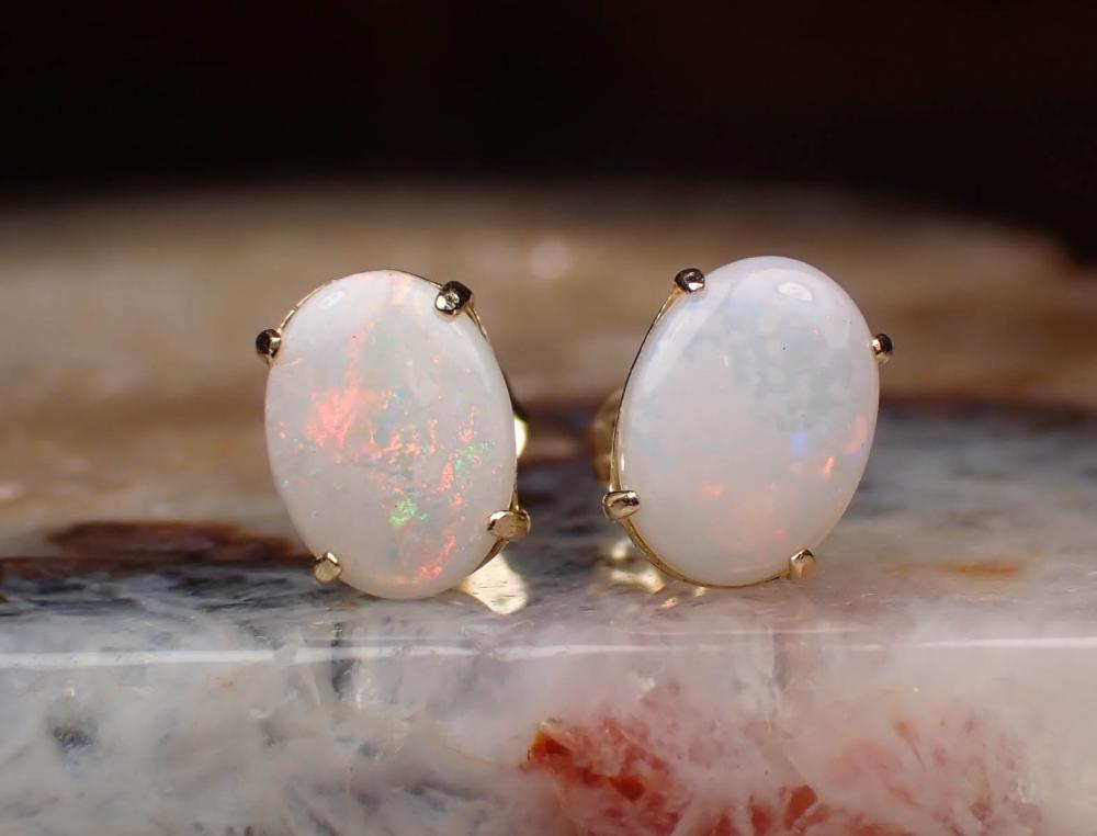 PAIR OF OPAL AND FOURTEEN KARAT