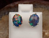 PAIR OF OPAL TRIPLET AND GOLD