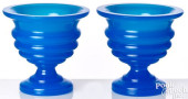 PAIR OF OPALESCENT BLUE GLASS
