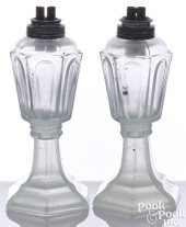 PAIR OF OPALESCENT MILK GLASS