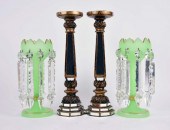 PAIR OF OPALINE GLASS LUSTERS
