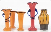 PAIR OF ORANGE CZECH ART GLASS