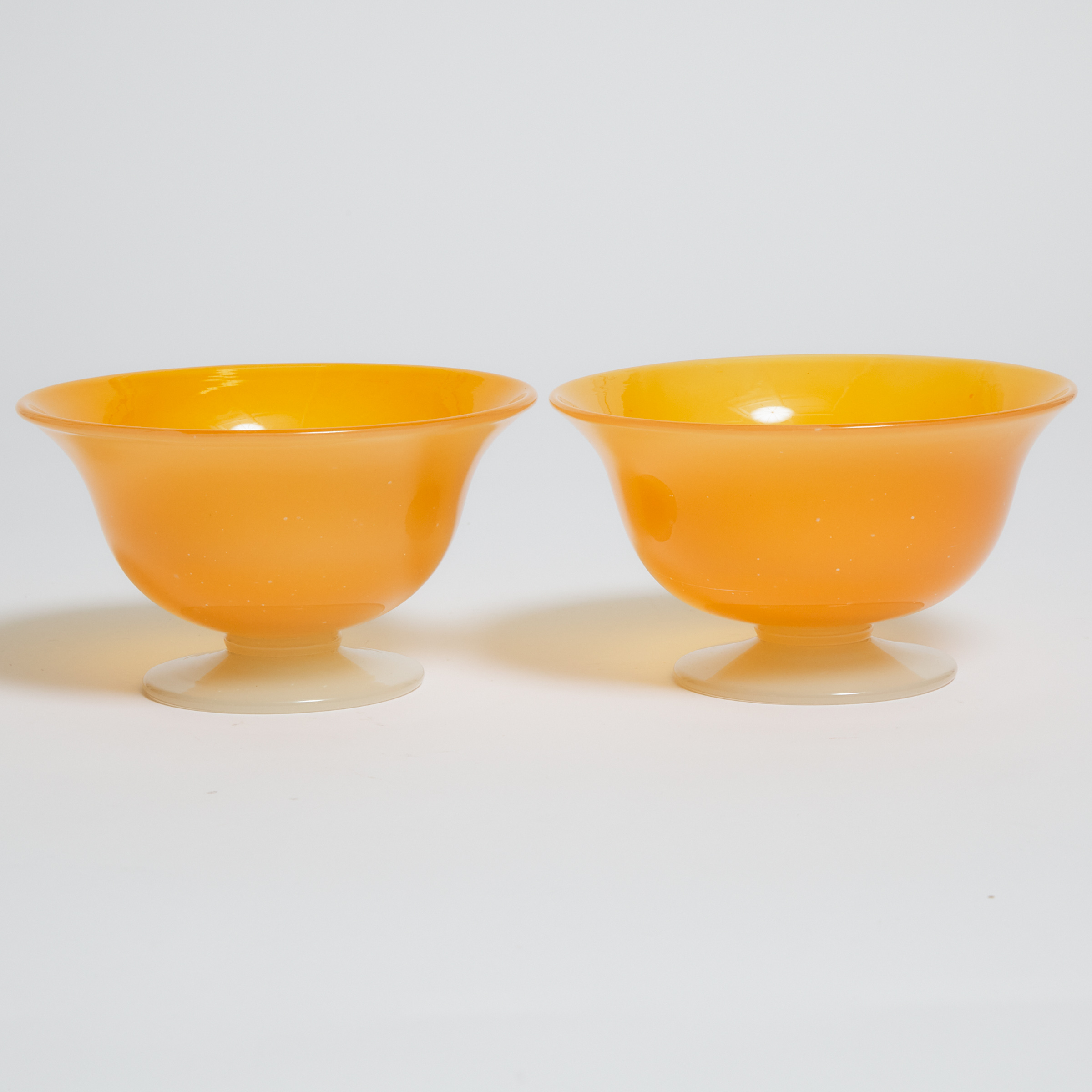 Pair of Orange Glass Bowls,