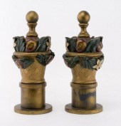 PAIR OF ORANGE LODGE FINIALS,