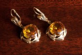 PAIR OF ORANGE SAPPHIRE AND FO