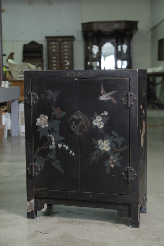PAIR OF ORIENTAL CABINETS. Black