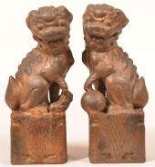 PAIR OF ORIENTAL CAST METAL FO
