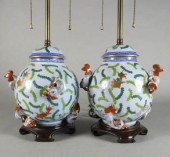 PAIR OF ORIENTAL PORCELAIN TAB