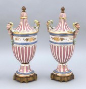 PAIR OF ORMOLU-MOUNTED PORCELA