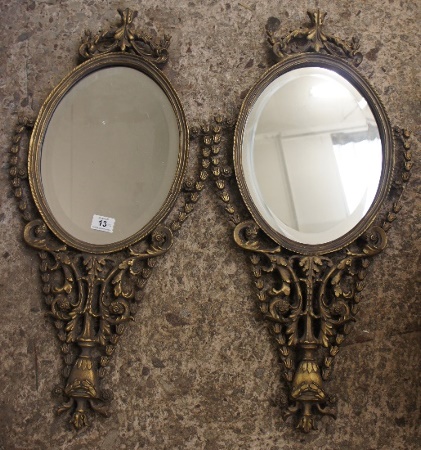 Pair of Ornate Oval Small Mirrors
