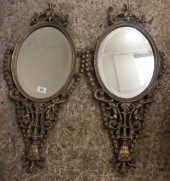 Pair of Ornate Oval Small Mirr