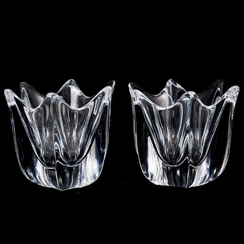 PAIR OF ORREFORS CRYSTAL BOMBONIERE