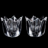 PAIR OF ORREFORS CRYSTAL BOMBO