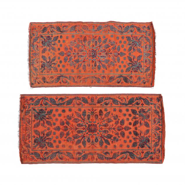 PAIR OF OTTOMAN VOIDED SILK