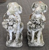 PAIR OF OUTDOOR CEMENT DOG FIG