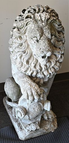 PAIR OF OUTDOOR CEMENT LIONSPair of