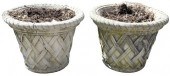 PAIR OF OUTDOOR CEMENT URNSPai
