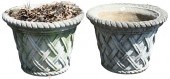PAIR OF OUTDOOR CEMENT URNS/PL