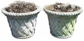 PAIR OF OUTDOOR CEMENT URNS/PL