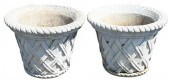 PAIR OF OUTDOOR CEMENT URNS/PL