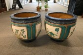PAIR OF OUTDOOR EARTHENWARE PL