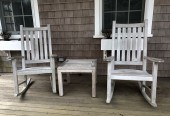 PAIR OF OUTDOOR TEAK WOOD ROCK