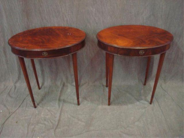 Pair of Oval 1 Drawer Mahogany