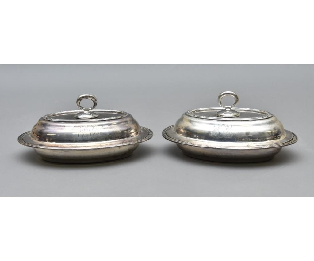 Pair of oval sterling silver