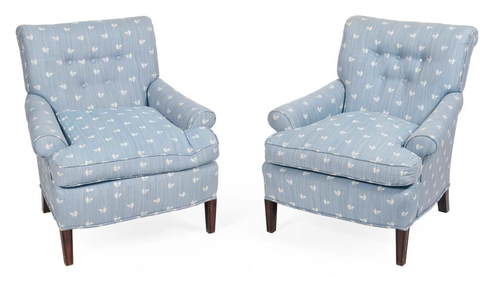 PAIR OF OVERSTUFFED ARMCHAIRS