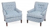 PAIR OF OVERSTUFFED ARMCHAIRS