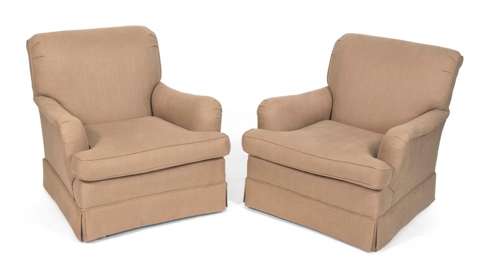 PAIR OF OVERSTUFFED ARMCHAIRS