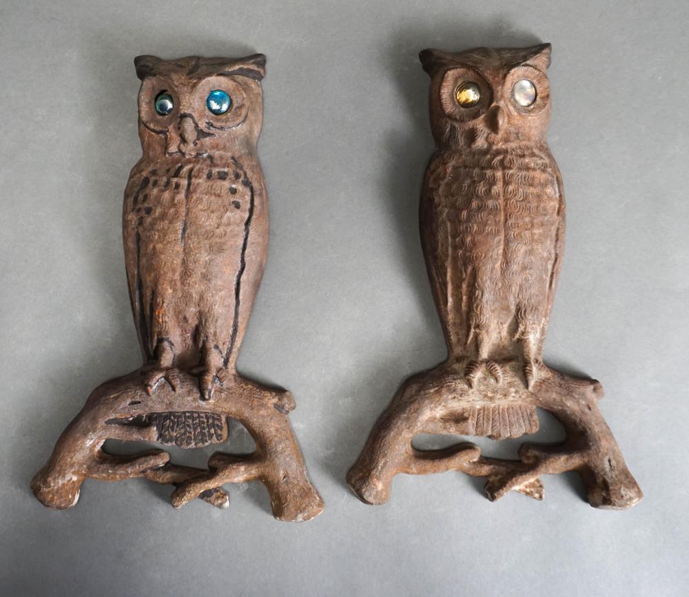 PAIR OF OWL-FORM WALL HANGINGS,