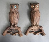 PAIR OF OWL-FORM WALL HANGINGS