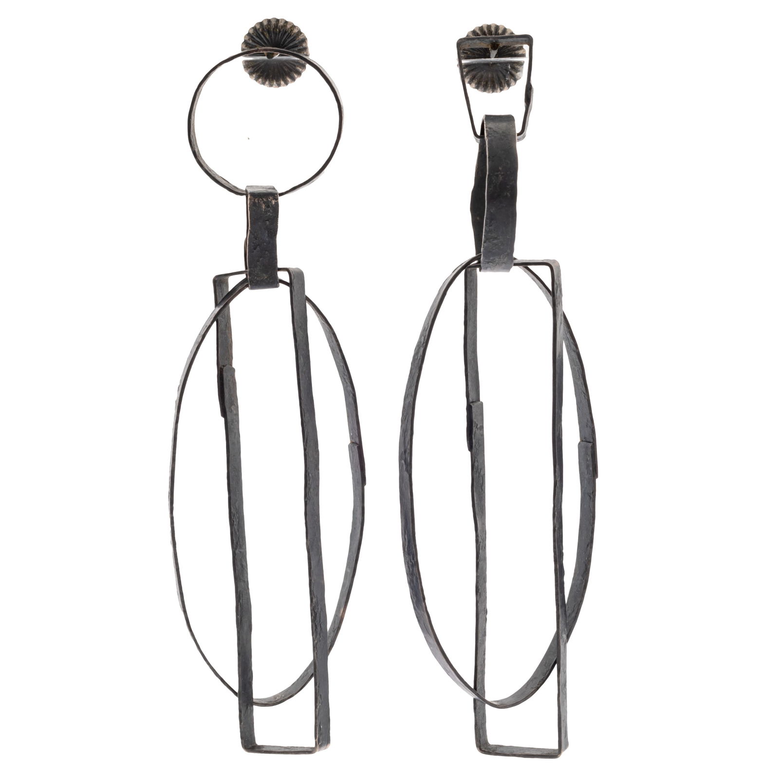 PAIR OF OXIDIZED STERLING SILVER