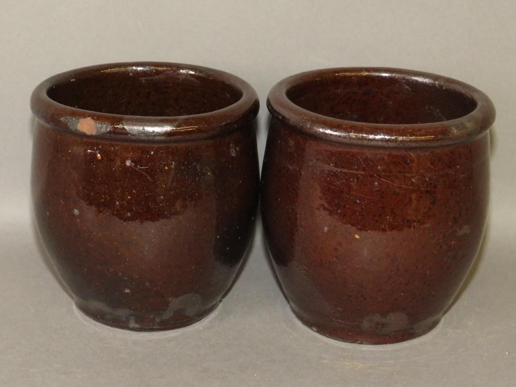 PAIR OF PA REDWARE JELLY JARSca.
