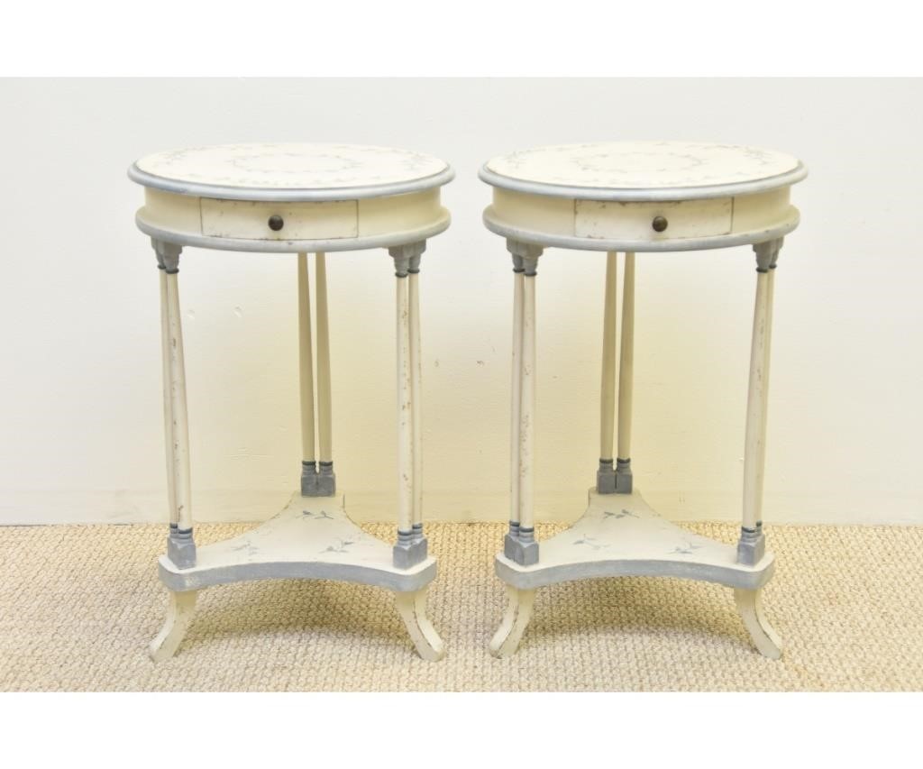 Pair of paint decorated round end