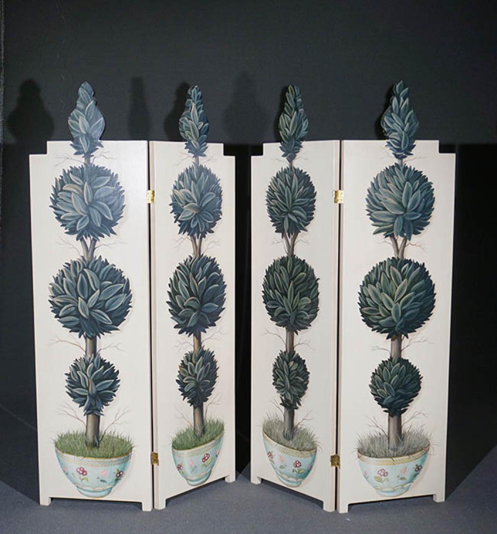 PAIR OF PAINTED AND DECORATED