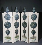 PAIR OF PAINTED AND DECORATED