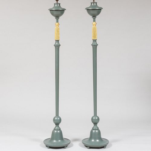 PAIR OF PAINTED AND PARCEL-GILT