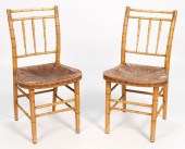 PAIR OF PAINTED BAMBOO FANCY C