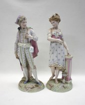 PAIR OF PAINTED BISQUE PORCELA