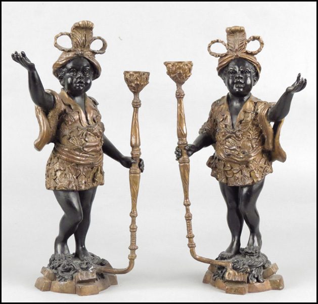 PAIR OF PAINTED BRONZE BLACKAMOOR
