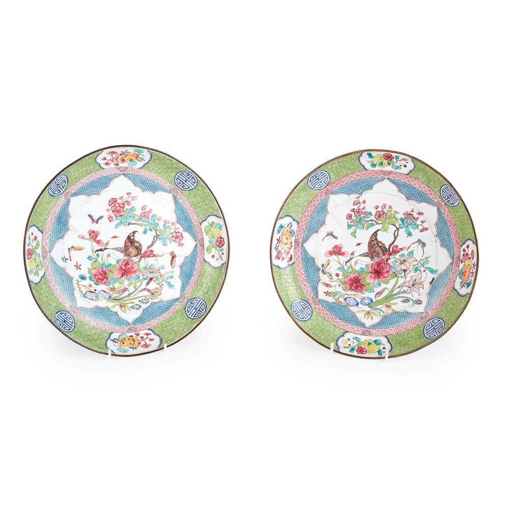 PAIR OF PAINTED CANTON ENAMEL