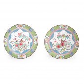 PAIR OF PAINTED CANTON ENAMEL