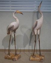PAIR OF PAINTED CARVED WOOD HE