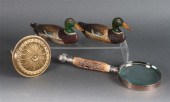 Pair of painted cast iron duck