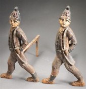 PAIR OF PAINTED CAST IRON 'HES