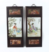 PAIR OF PAINTED CHINESE PLAQUE