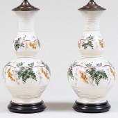 PAIR OF PAINTED CHINOISERIE GL