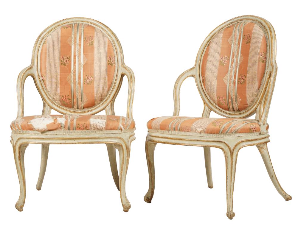 PAIR OF PAINTED FAUTEUILSwith